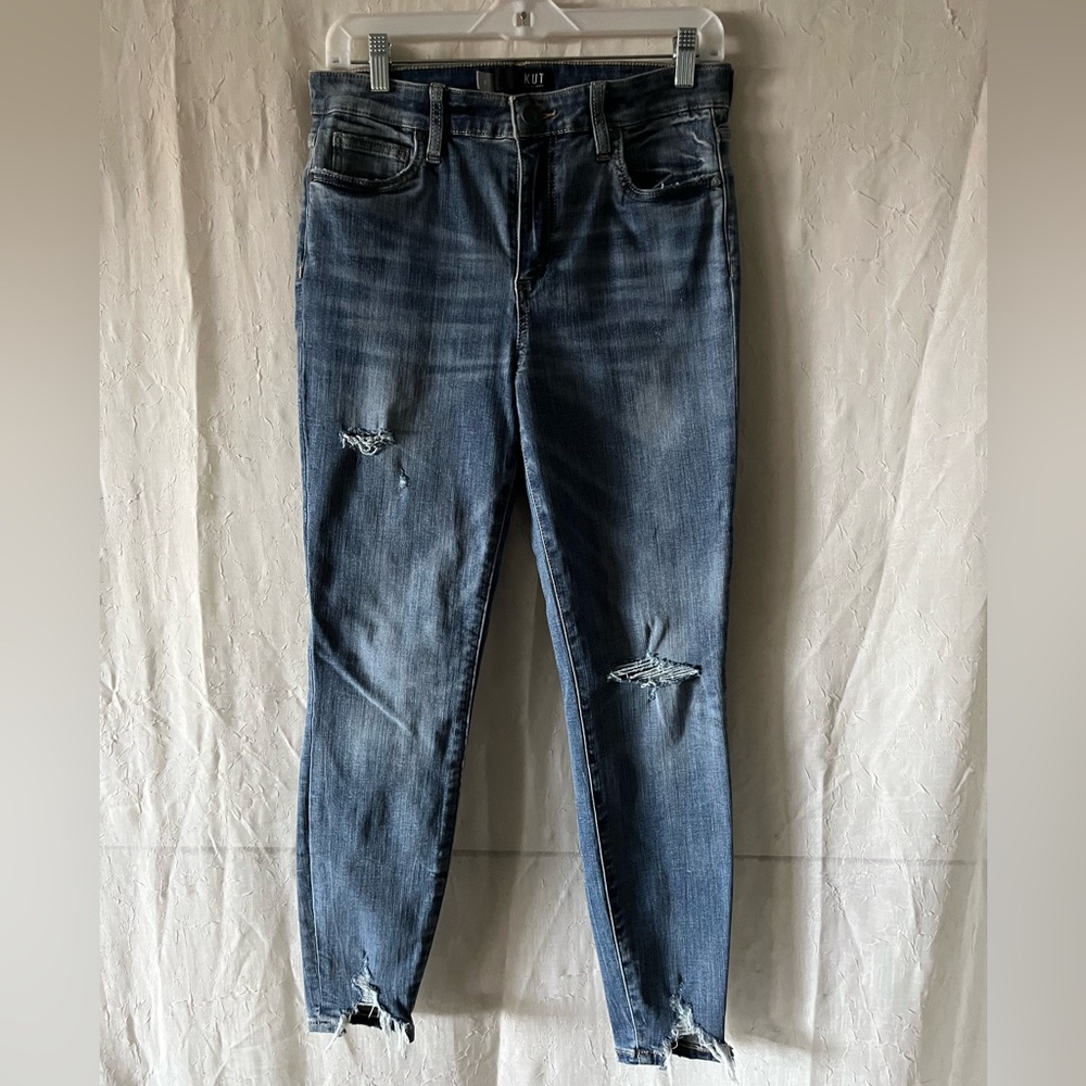 Kut from the Kloth Blue Skinny Jeans Distressed